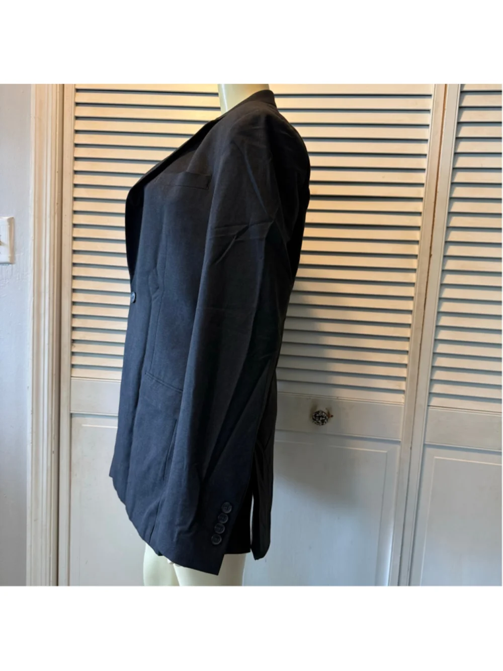 Egara Men’s Blazer 42L Skinny Fit Stretch Charcoal Gray 2 Button Coat